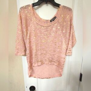 Almost Famous Pink Knit Top With Gold Shimmer
